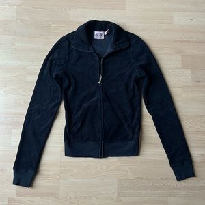 Juicy Couture Cotton Velour Mockneck Track Jacket - Black